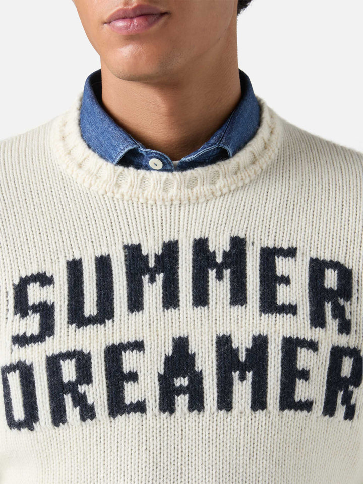 Girocollo Bombardino bianco con jacquard Summer Dreamers