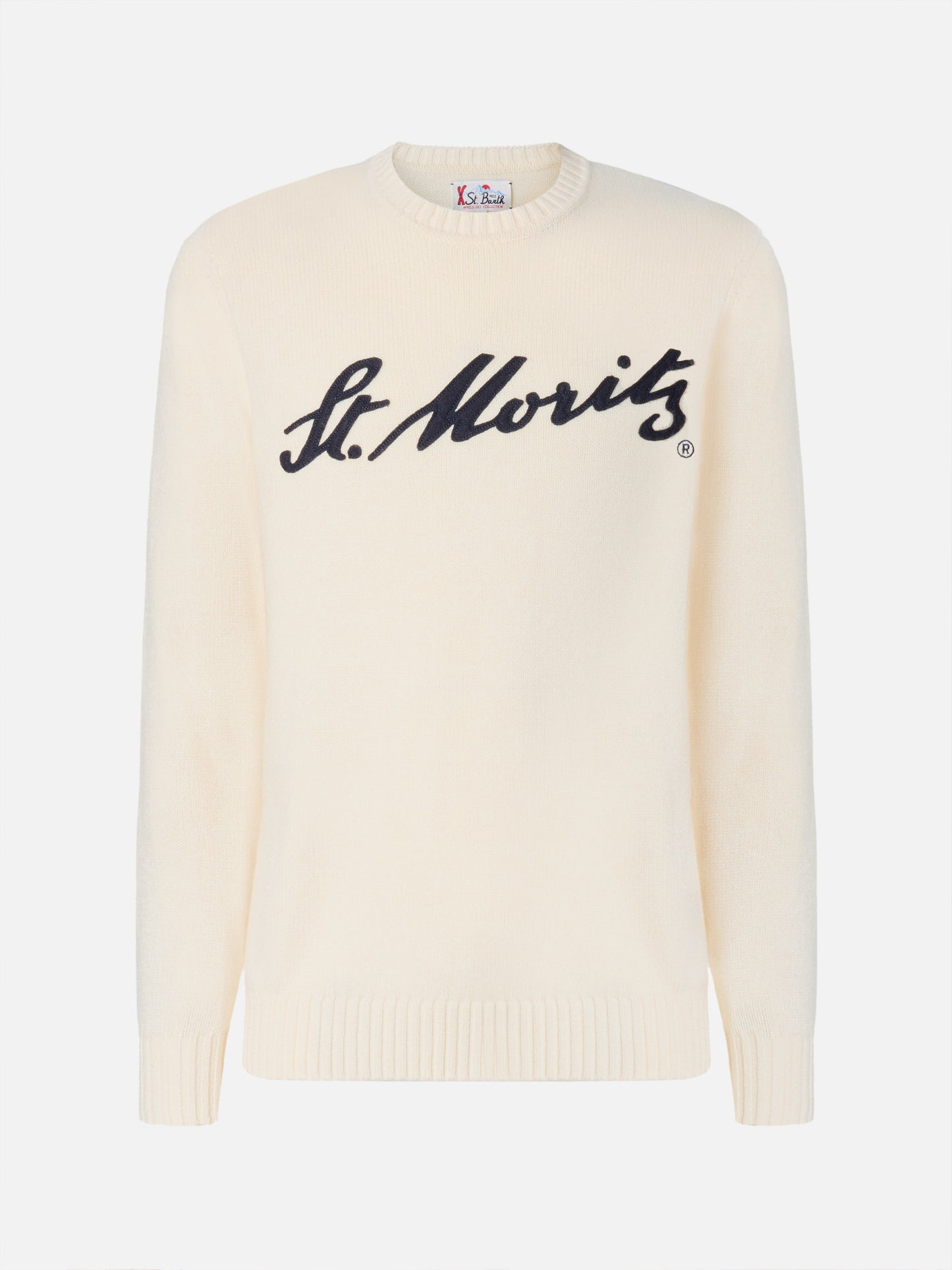 White Bombardino Light sweater with St. Moritz jacquard | ST. MORITZ TOP OF THE WORLD SPECIAL EDITION