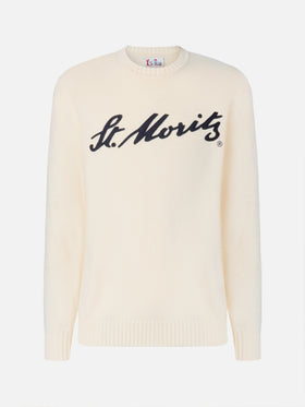 White Bombardino Light sweater with St. Moritz jacquard | ST. MORITZ TOP OF THE WORLD SPECIAL EDITION