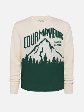 Maglione Bombardino Light bianco con jacquard Courmayeur | COURMAYEUR SPECIAL EDITION