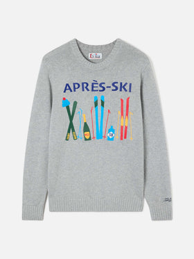 Grey Bombardino Light crewneck knit with Après Ski intarsia and embroidery