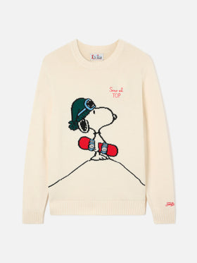 Cream Bombardino Light crewneck knit with Snoopy intarsia and embroidery | Special edition