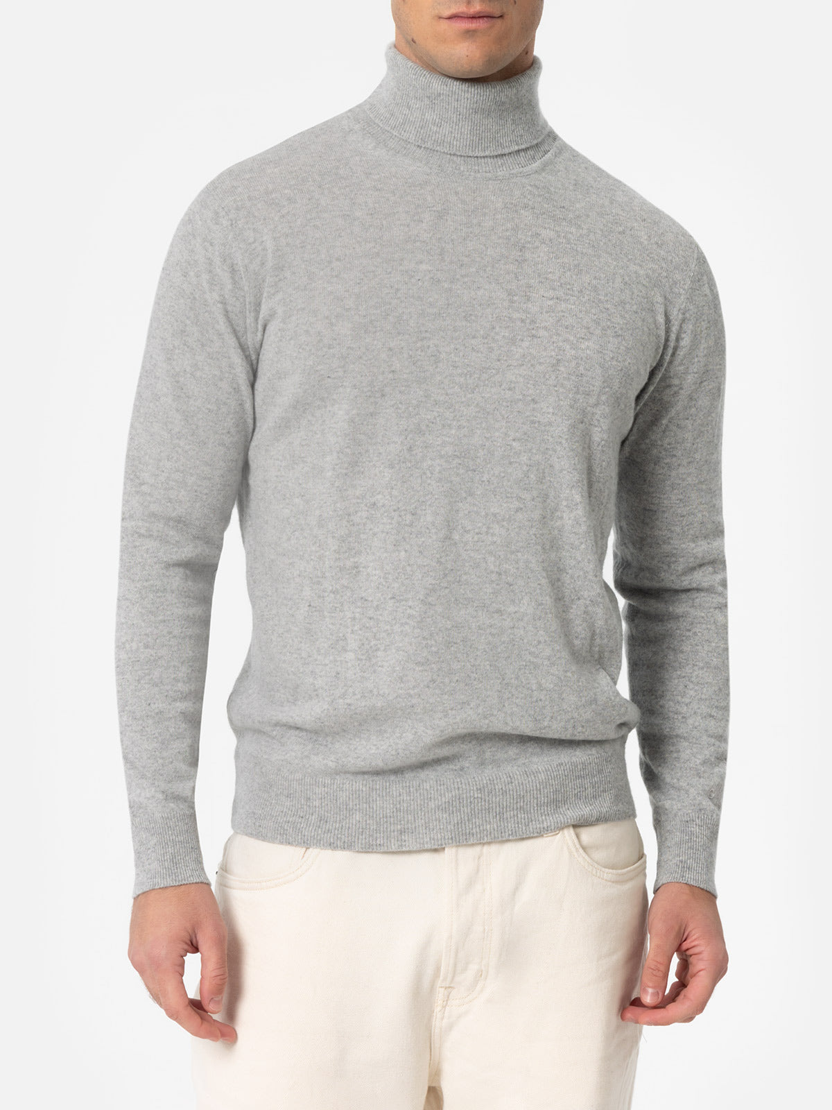 Man mélange grey blended cashmere turtleneck sweater Bond - MC2 Saint Barth