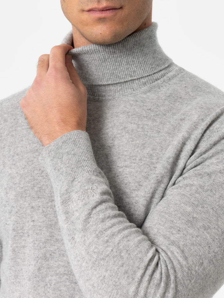Man mélange grey blended cashmere turtleneck sweater Bond - MC2 Saint Barth