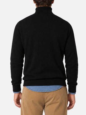 Jersey de cuello alto Bond en mezcla de cachemira negra 