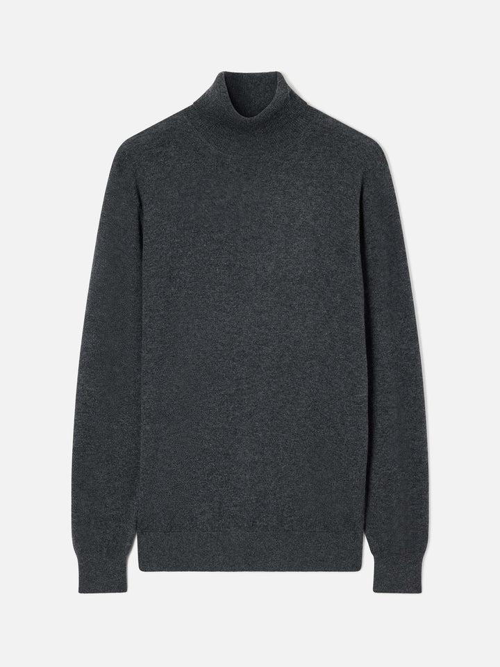 Grauer Rollkragenpullover aus Bond Merinowolle und Kaschmirmischung 