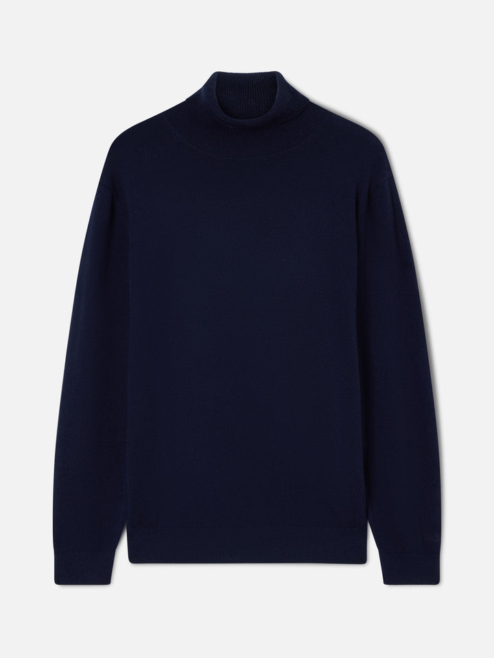 Rollkragenpullover aus Merinowoll- und Kaschmirmischung in Navy blue Bond 