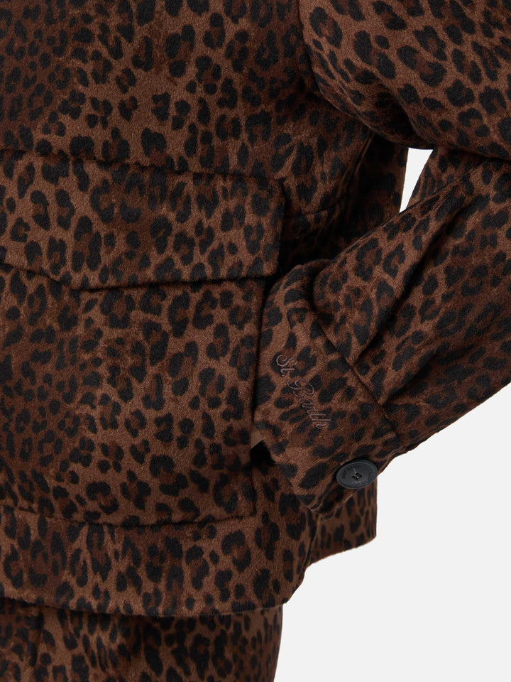 Bonnibell cropped jacket in double fabric with leopard print