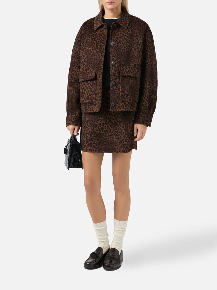 Bonnibell kurze Jacke aus doppellagigem Stoff mit Leopardenmuster