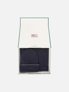 Set aus Mütze und Schal aus navyblauer Wolle blue 