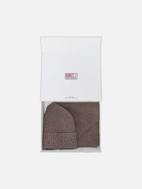 Nut wool beanie and hood scarf set