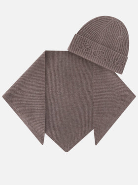 Nut wool beanie and hood scarf set