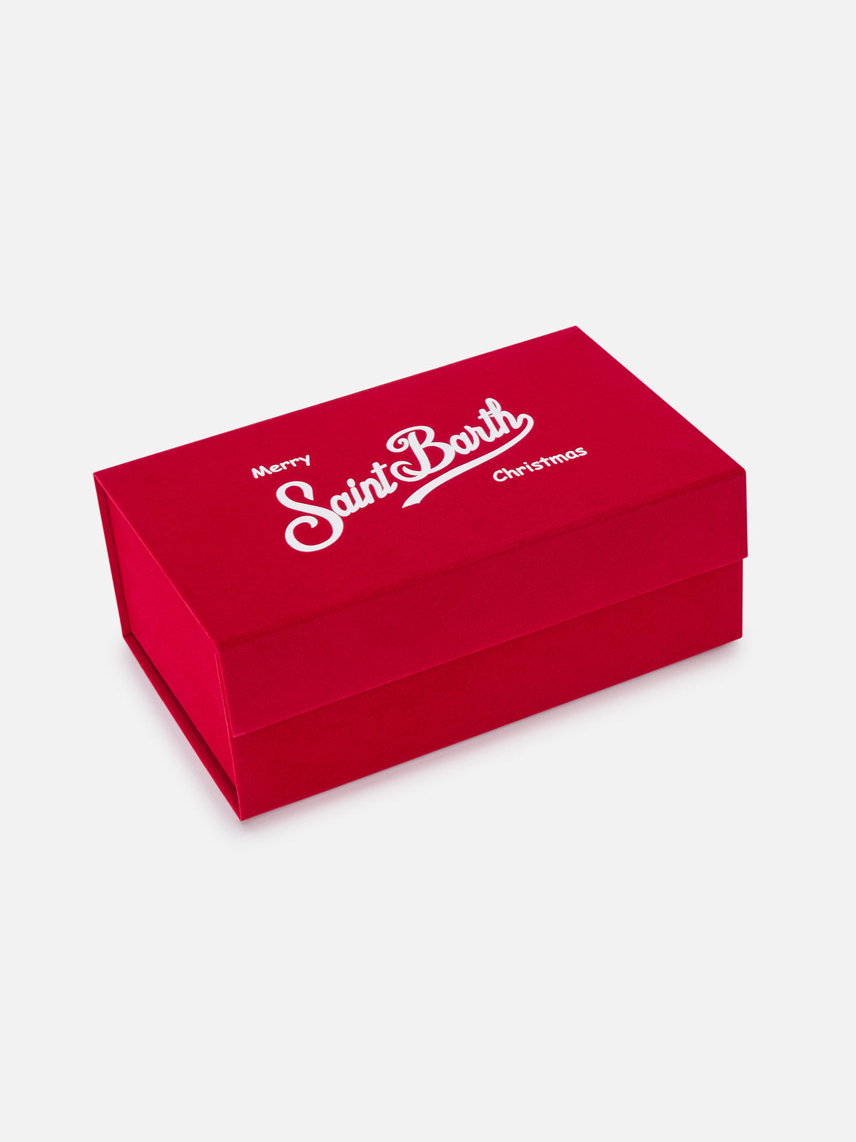 Pochette mit „Merry Christmas“-Stickerei und Set mit roter Beanie 