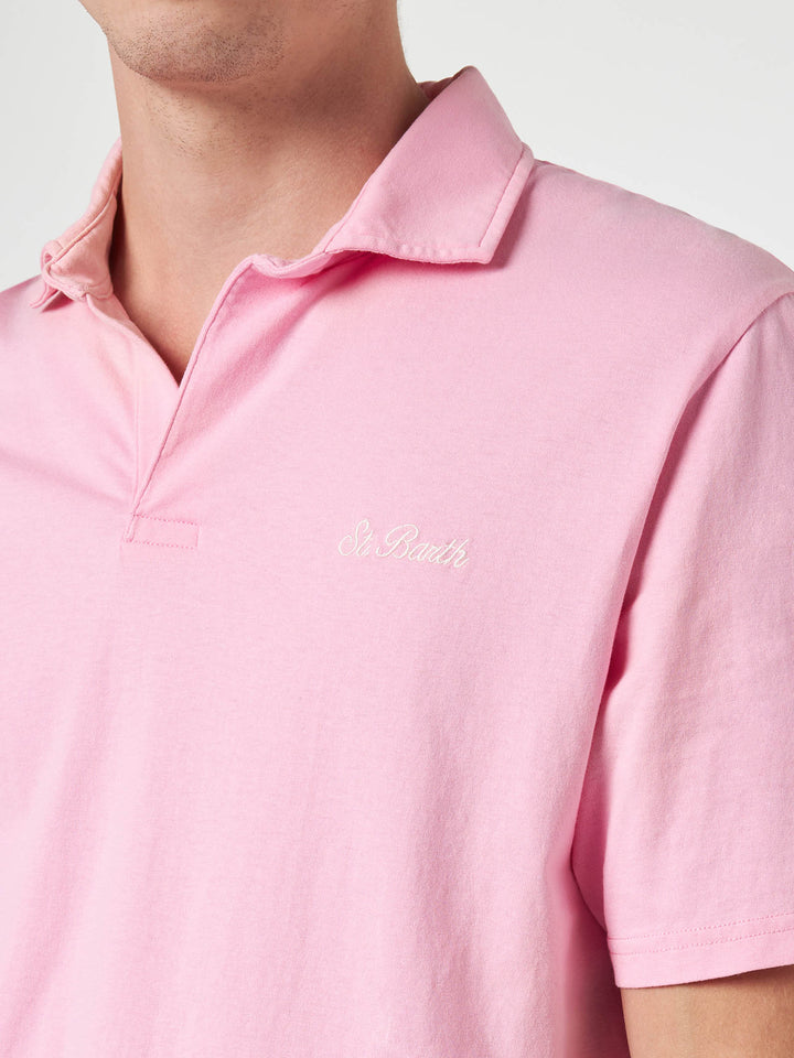 Man pink cotton jersey polo shirt Brighton - MC2 Saint Barth