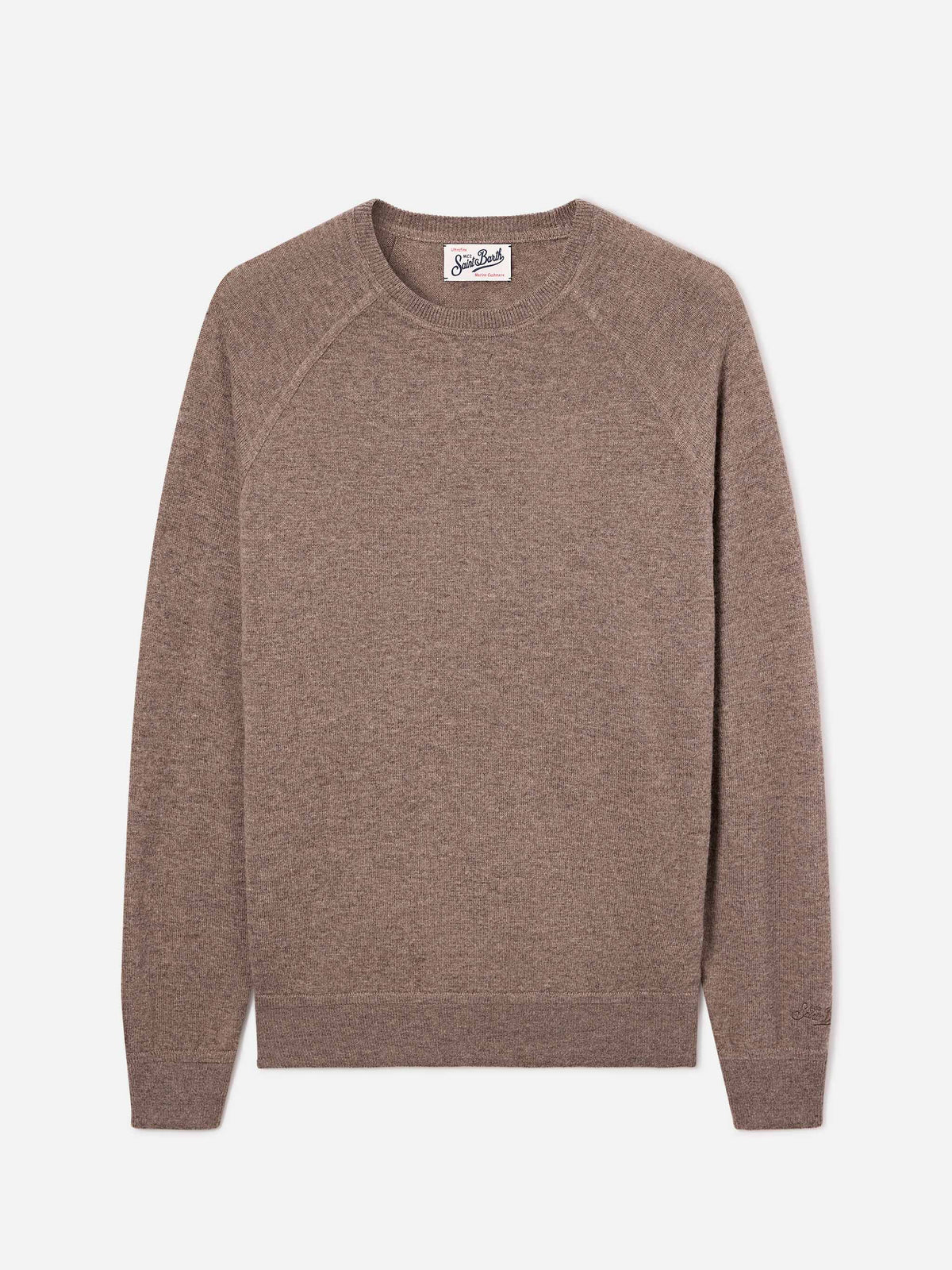 Maglia girocollo Bricklane beige in misto lana merino e cashmere