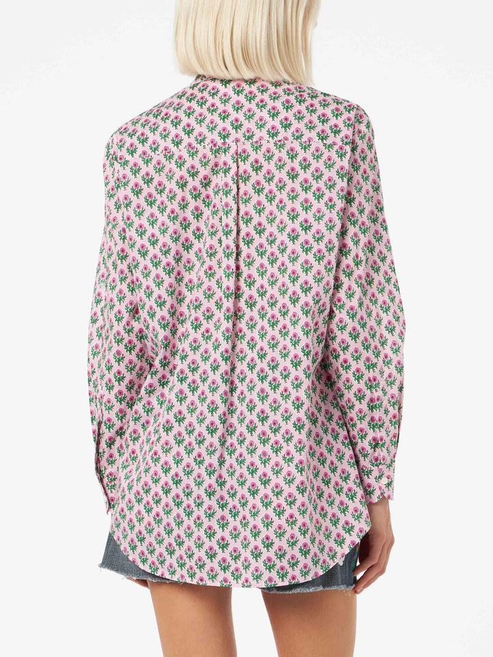 Woman cotton shirt Brigitte with flower print - MC2 Saint Barth