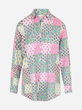 Woman cotton shirt Brigitte with flower print - MC2 Saint Barth