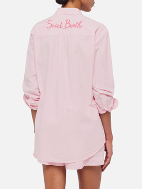 Brigitte striped-print seersucker shirt with Saint Barth embroidery - MC2 Saint Barth