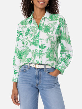 Chemise en coton toile de Jouy verte Brigitte 