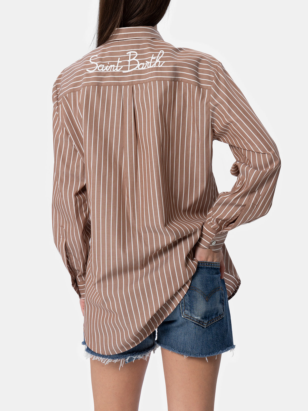 Camicia over da donna Brigitte in cotone stampa righe