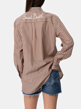 Camicia over da donna Brigitte in cotone stampa righe