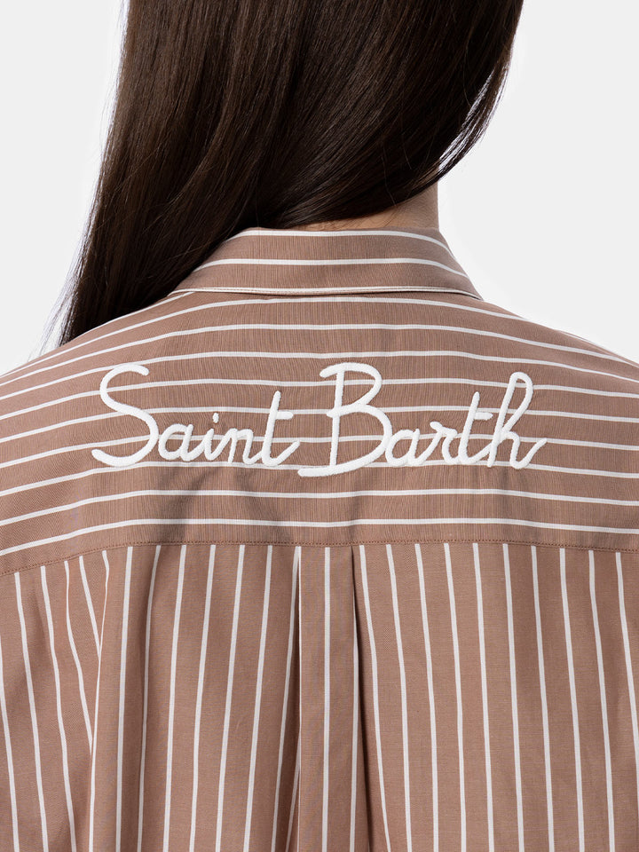 Damen-Baumwollhemd Brigitte mit gestreiftem Print 