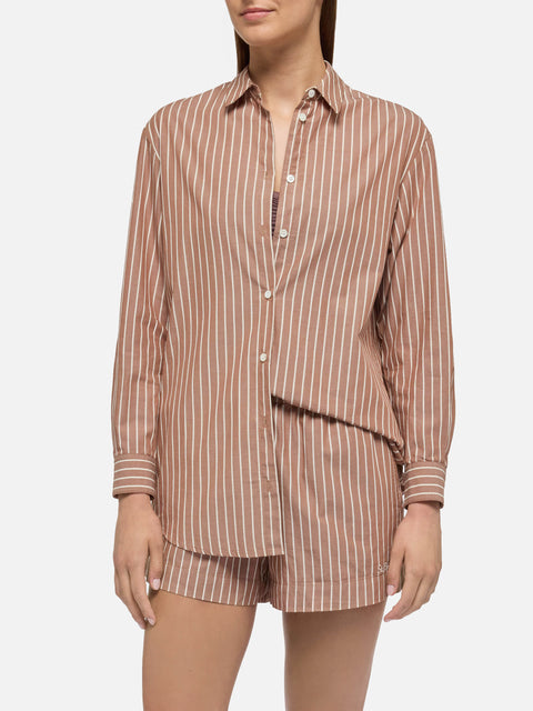 Brigitte striped-print cotton shirt with Saint Barth beach club embroidery - MC2 Saint Barth
