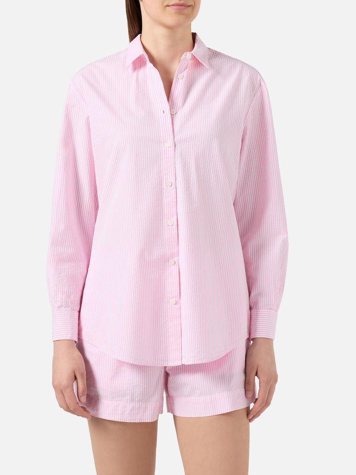 Camicia Brigitte in seersucker a righe rosa