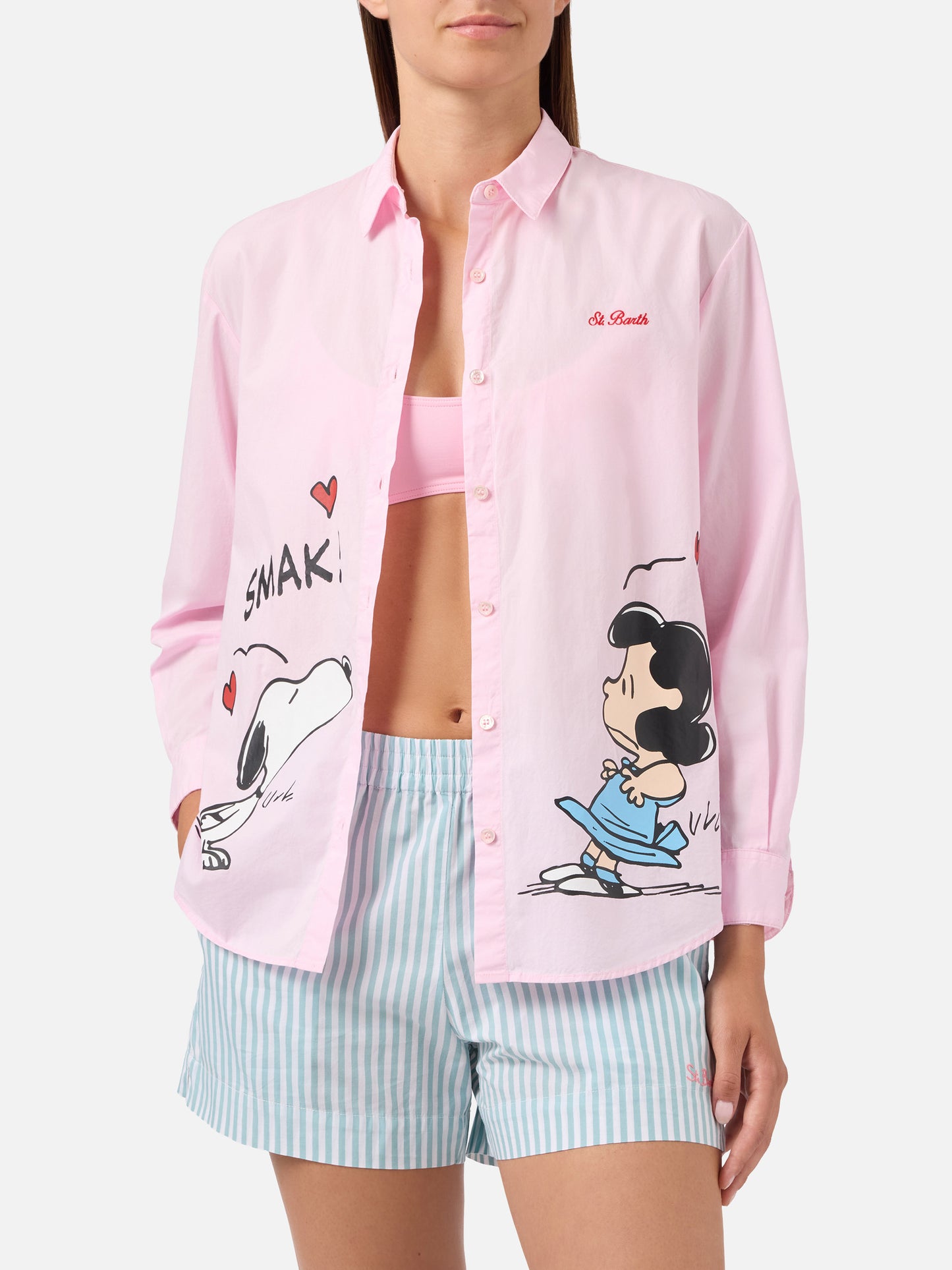 Pink Brigitte shirt with Snoopy and Lucy print | Special Edition