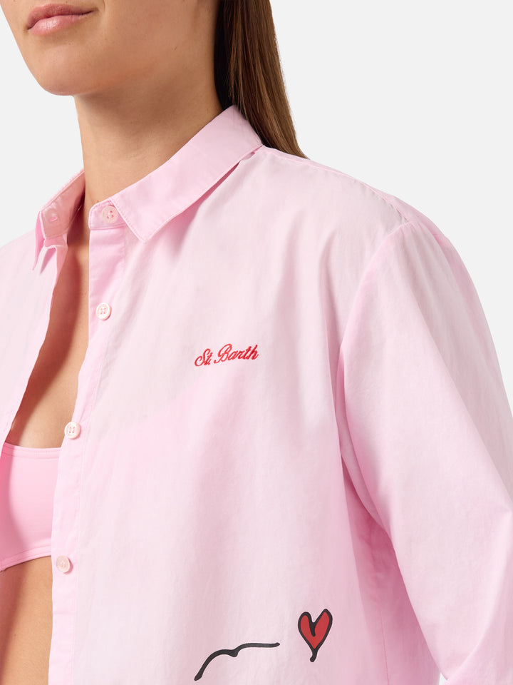 Chemise Brigitte rose avec imprimé Snoopy et Lucy | Édition spéciale 
