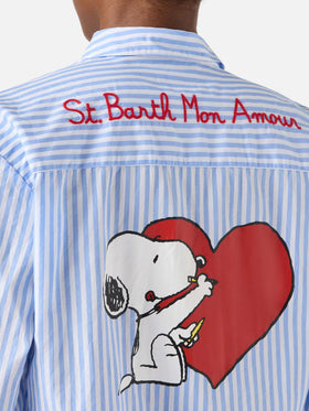 Camisa Brigitte de rayas azul claro con estampado de Snoopy | Special Edition 