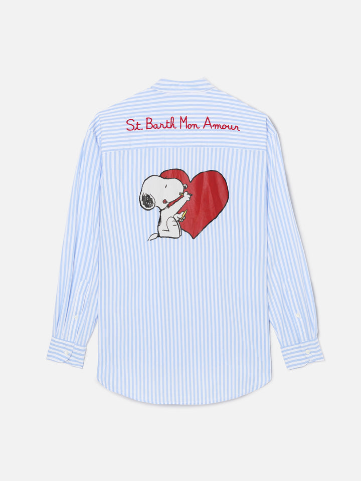 Brigitte light blue striped shirt with Snoopy print | Special Edition