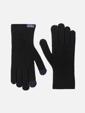 Brixton ribbed stretch cashmere-blend gloves in black