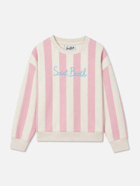 White and pink Briony sweatshirt with striped print