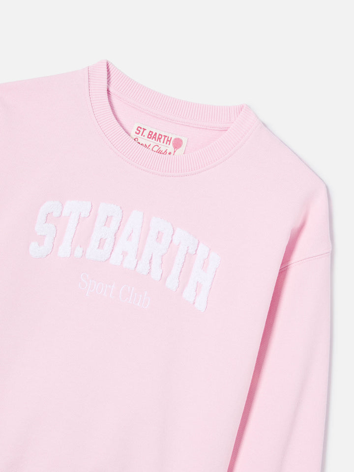 Briony Rundhals-Sweatshirt in Rosa mit Logo in Frottee-Optik 