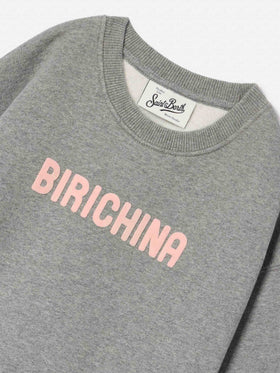Sudadera de mezcla de algodón Grey Briony con estampado flock Birichina 