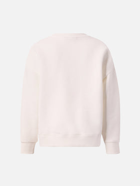 Briony crewneck sweatshirt in leopard-print white terry