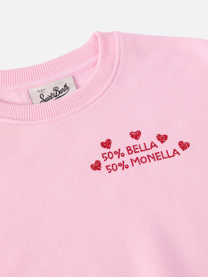 Felpa girocollo Briony con applicazione in strass Bella e Monella