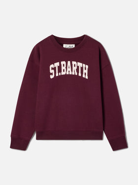 Bordeauxfarbenes Sweatshirt aus Baumwollmischung Briony mit St. Barth-Print 