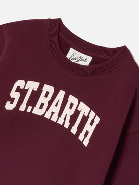 Bordeauxfarbenes Sweatshirt aus Baumwollmischung Briony mit St. Barth-Print 