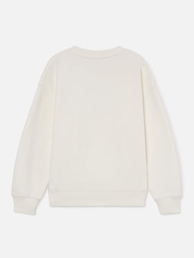 Weißes Sweatshirt aus Briony Baumwollmischung mit „Simply The Best“-Glitzerprint 