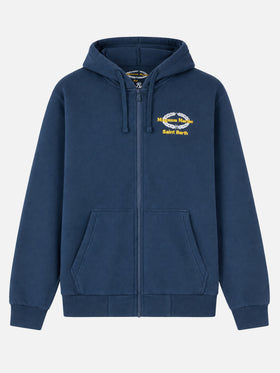 Blauer Hoodie aus Baumwolle mit Magnum Marine Saint Barth-Stickerei | MAGNUM MARINE SPECIAL EDITION 