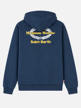 Blauer Hoodie aus Baumwolle mit Magnum Marine Saint Barth-Stickerei | MAGNUM MARINE SPECIAL EDITION 