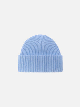Berretto Berry W a coste in misto cashmere azzurro


