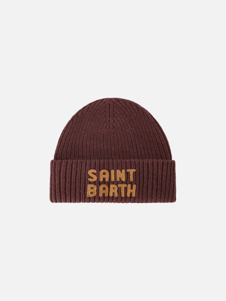 Gorro beanie Berry marrón con parche del logo 