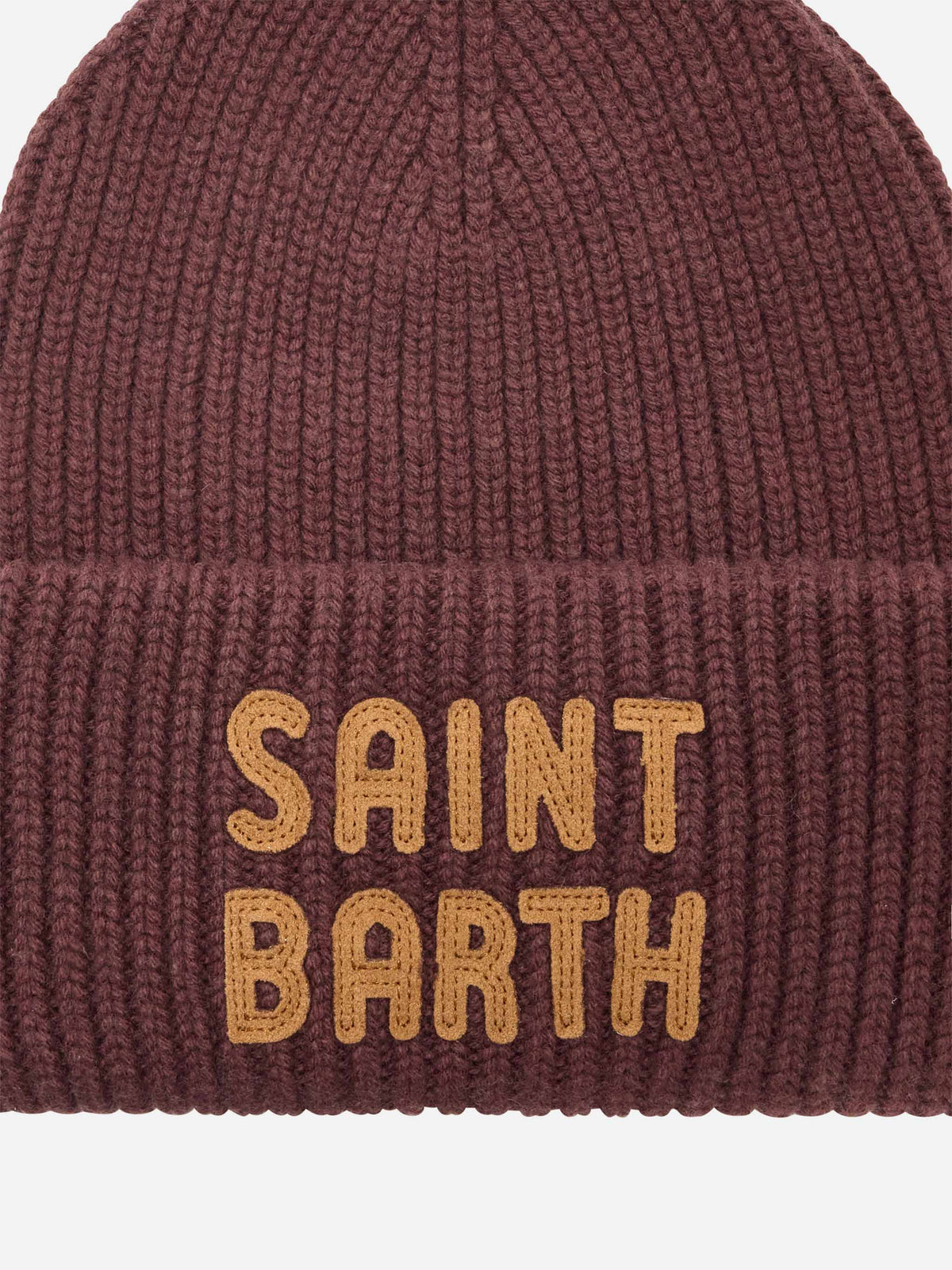 Braune Berry-Beanie mit Logo-Patch 
