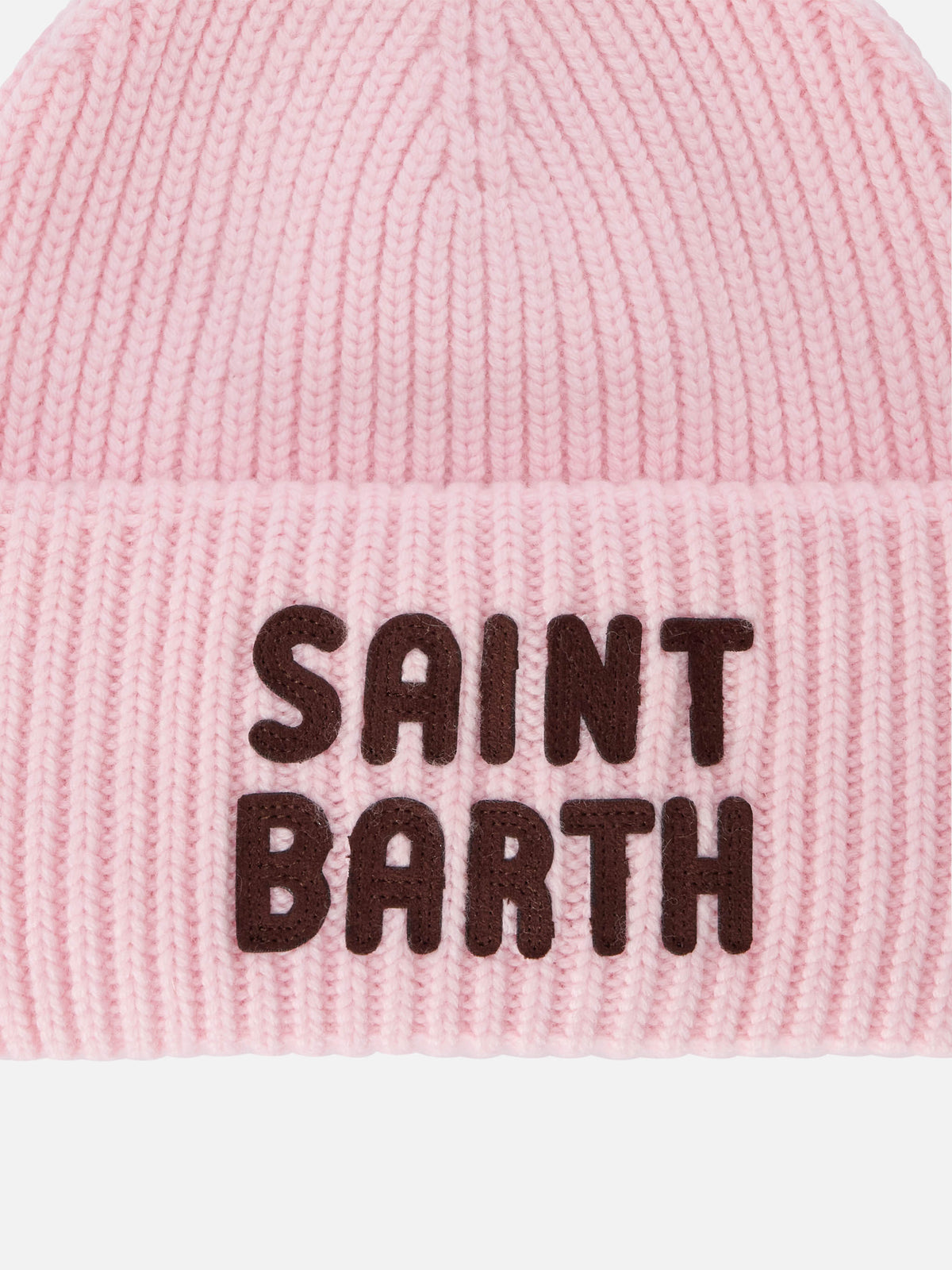 Gorro beanie rosa Berry con parche con logo 