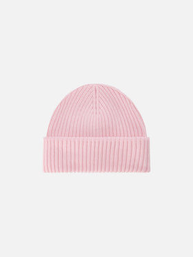 Gorro beanie rosa Berry con parche con logo 