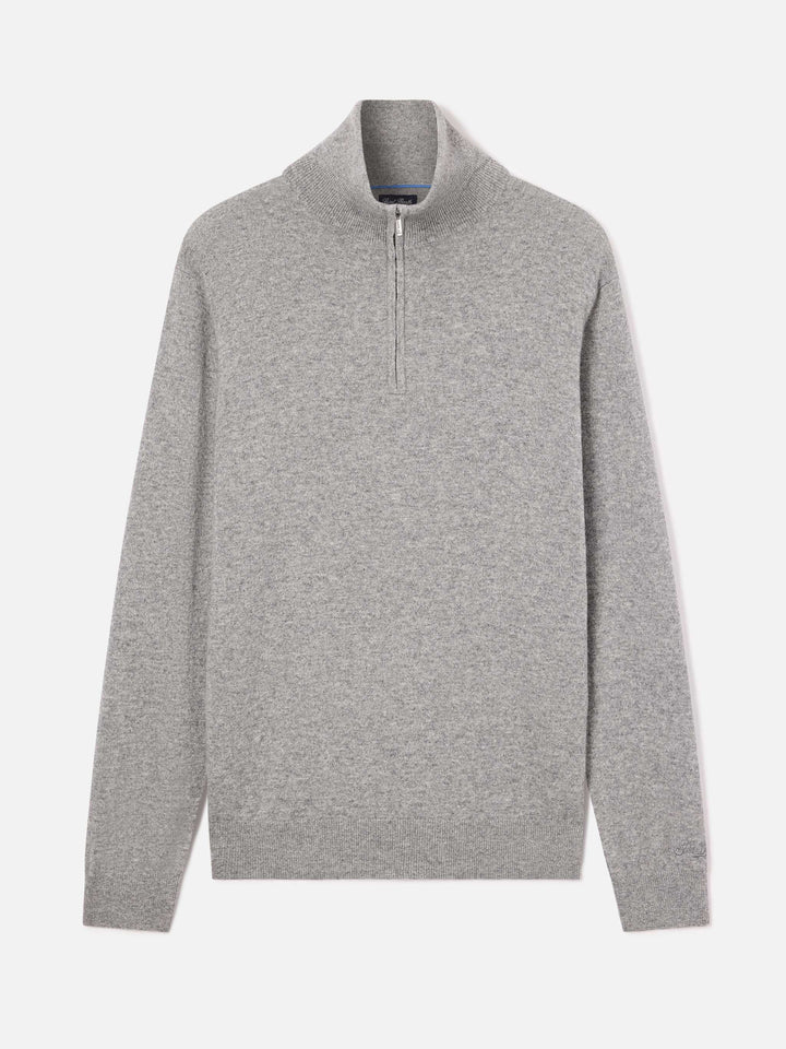 Grey Buck cashmere half zip knit