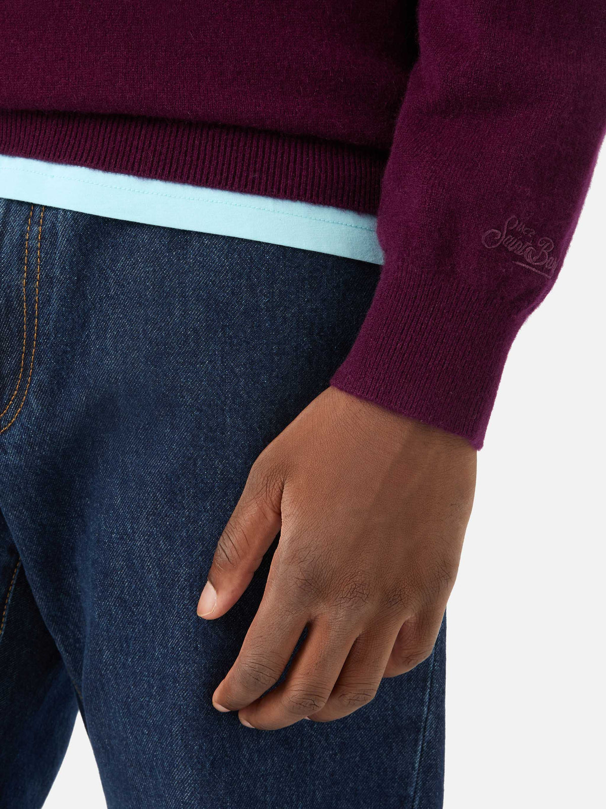 Pull en cachemire demi-zip Burgundy Buck 